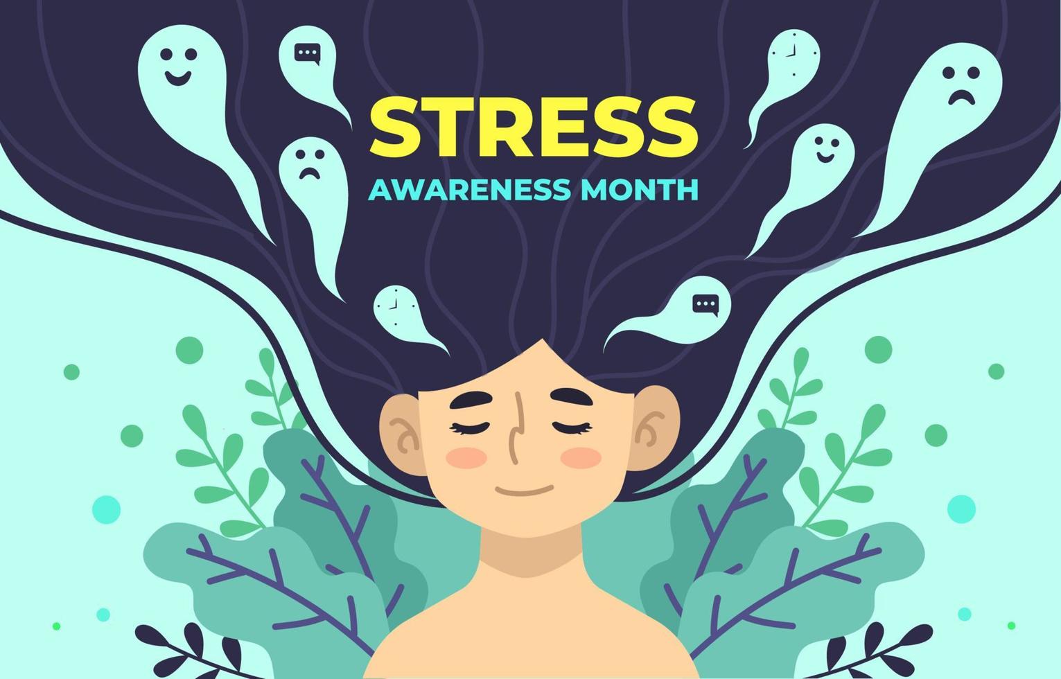 Stress Awareness Day Relaxing Girls vector