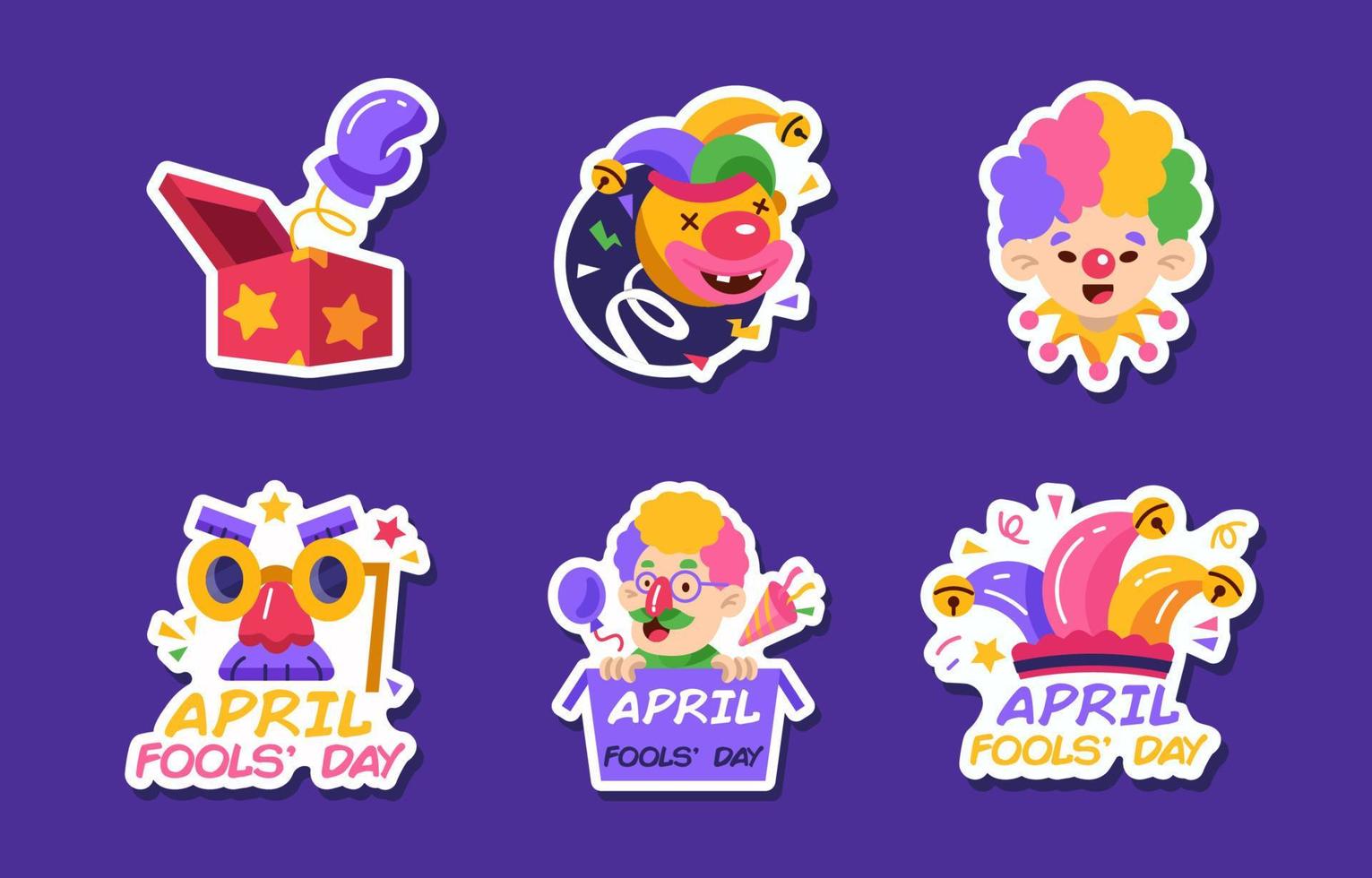 Set of April Fools' Day Stickers vector