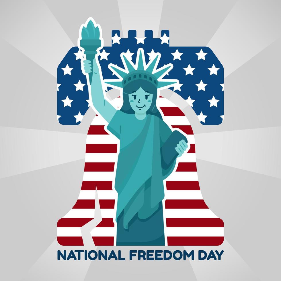 Hand drawn liberty statue for national freedom day vector
