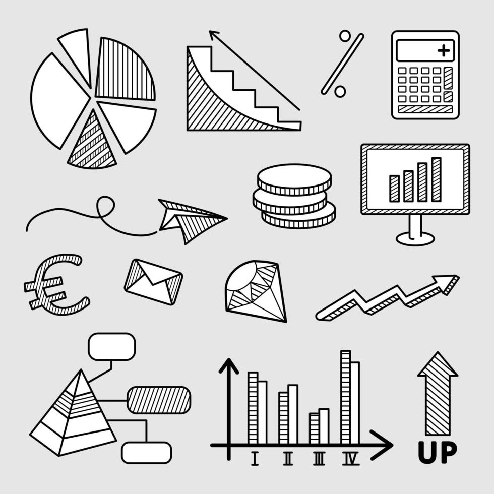 garabatos vectoriales de planes de negocios e ideas de negocios. vector