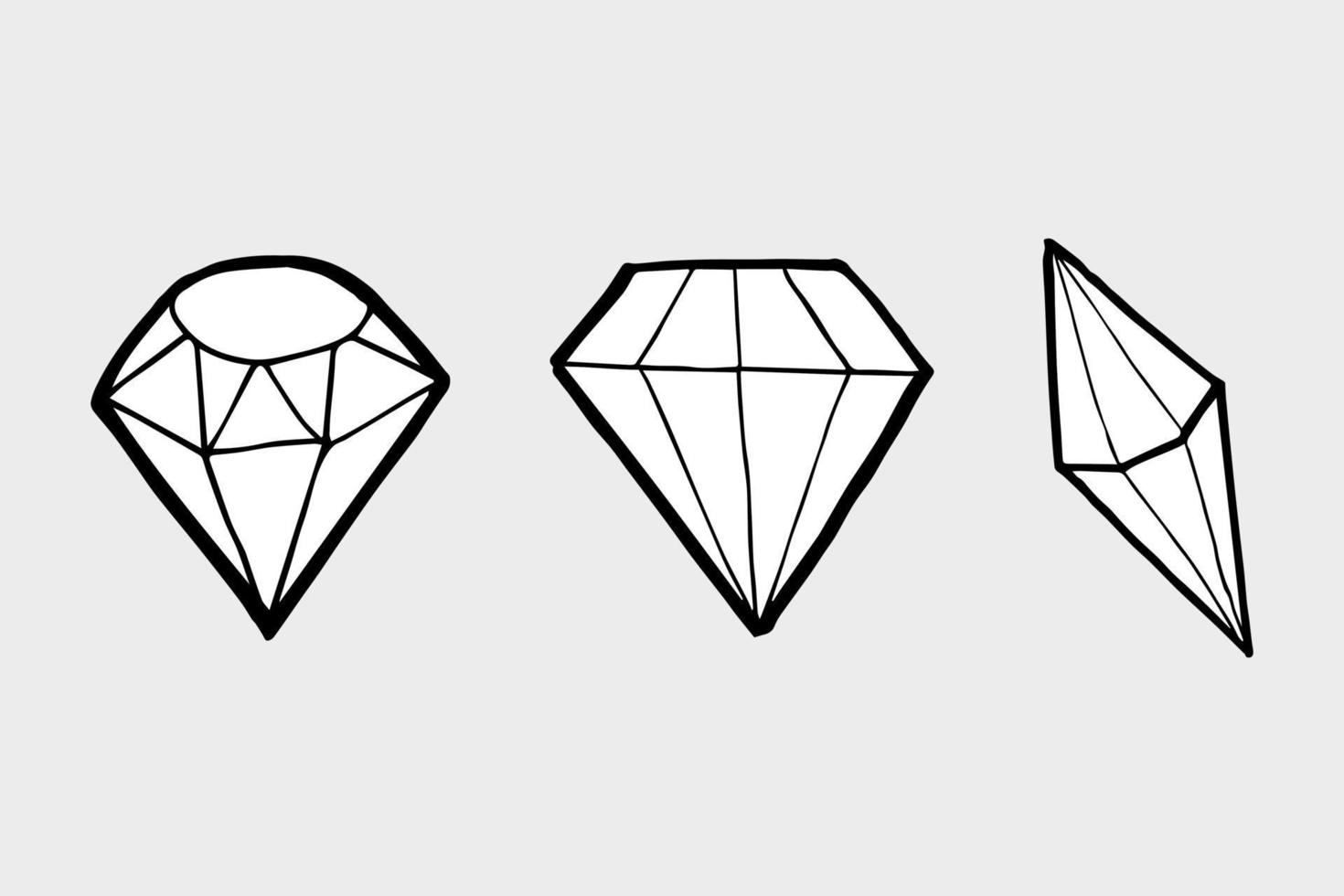 Doodle mano dibujar conjunto de diamantes, ilustración vectorial. vector