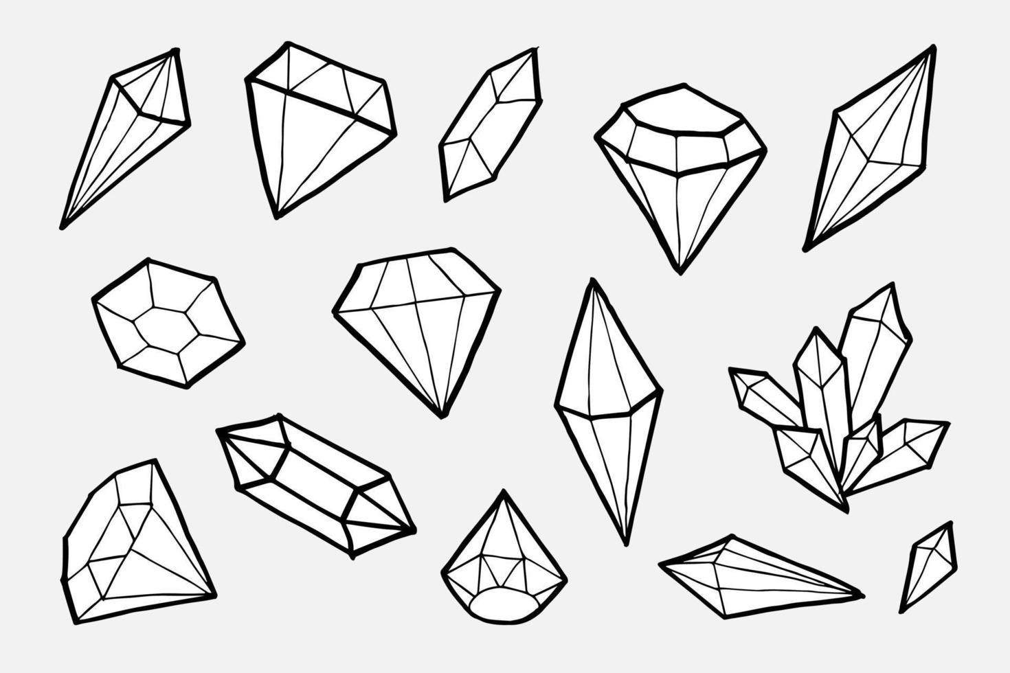 Doodle hand draw diamond set, vector illutration.