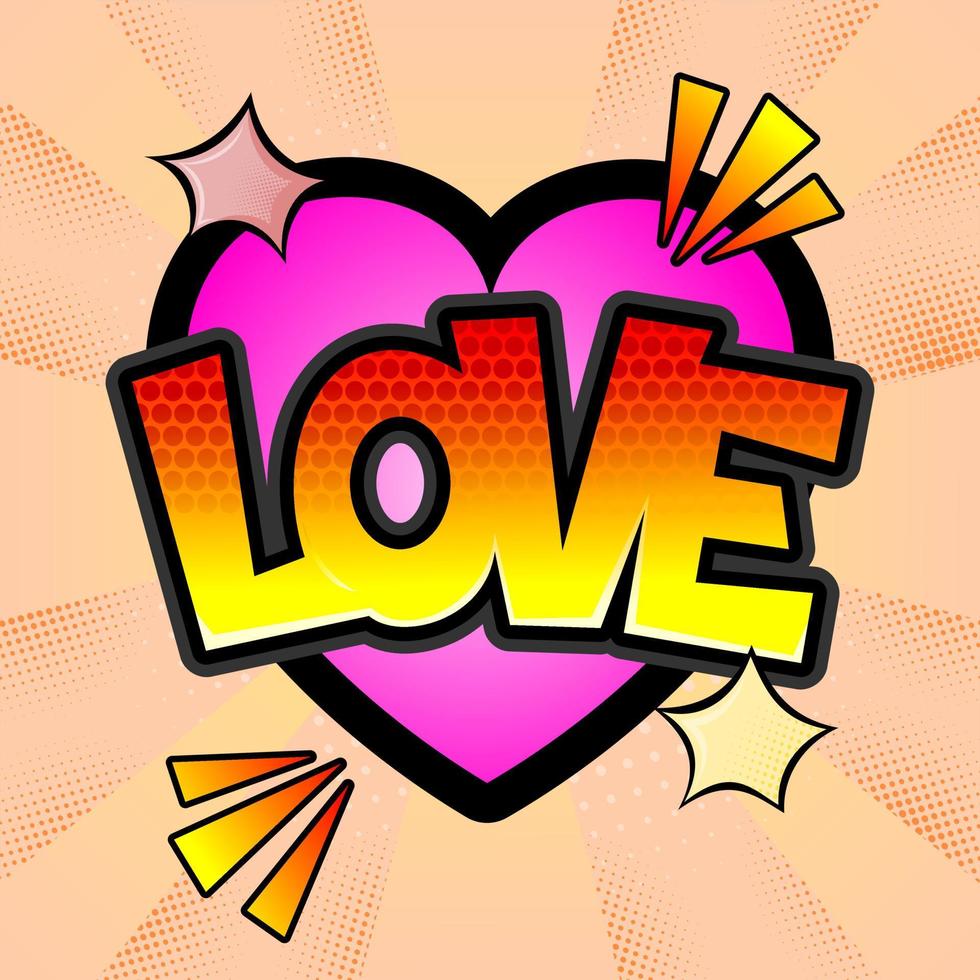 Comic speech bubble with expression text LOVE vector