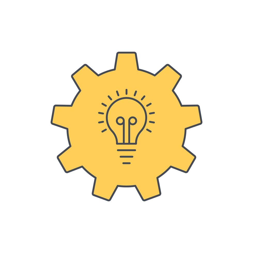 creative technology idea bulb gear icon vector