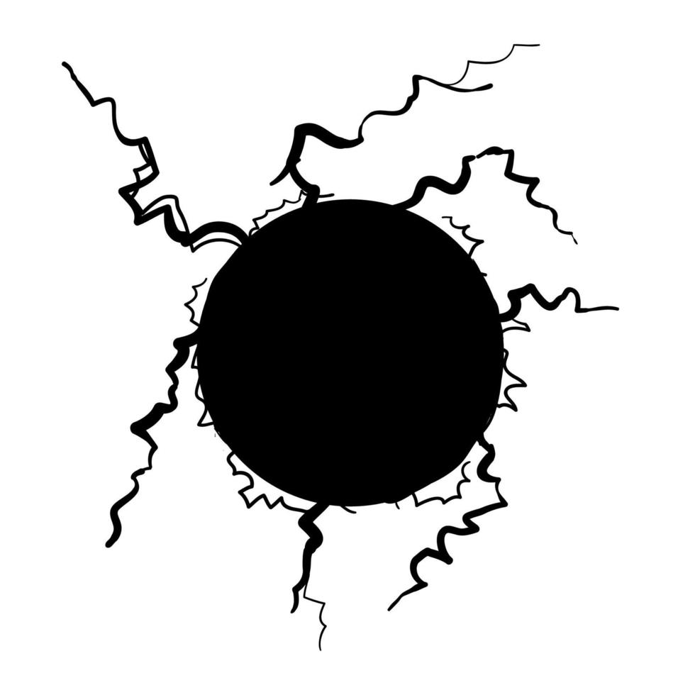 hand drawn electrical plasma sphere surrounded electrical plasma lightning storm doodle vector