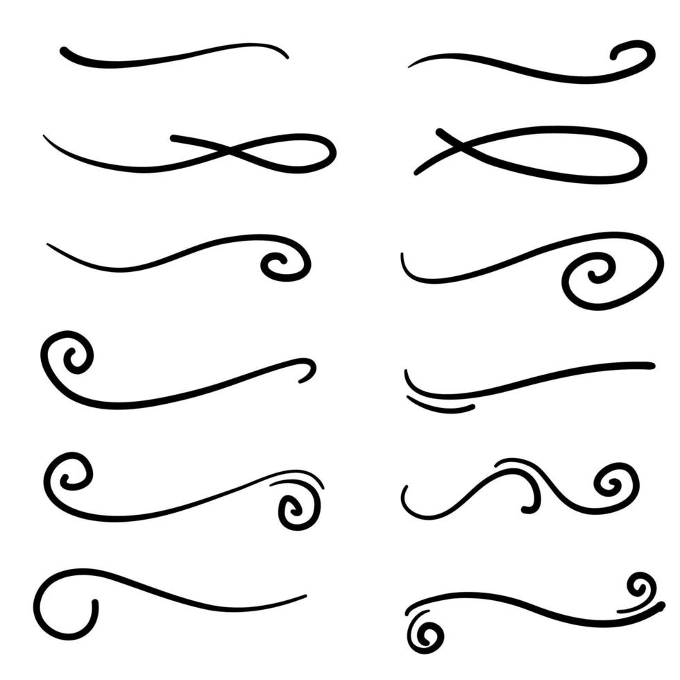 Swoosh Curls Swash Swish with Scribbles and Squiggle Swooshes, S Stock  Vector - Illustration of curls, modern: 122129421