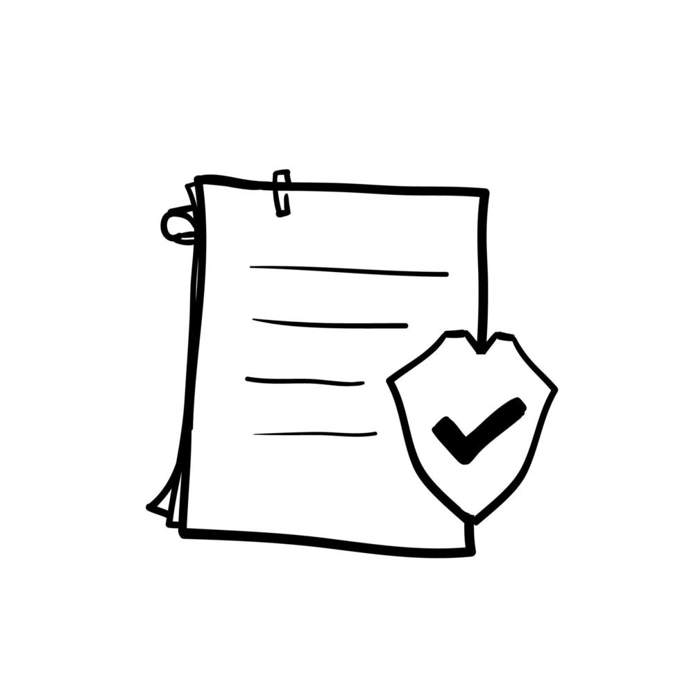 hand drawn doodle Insurance policy icon document symbol vector isolated