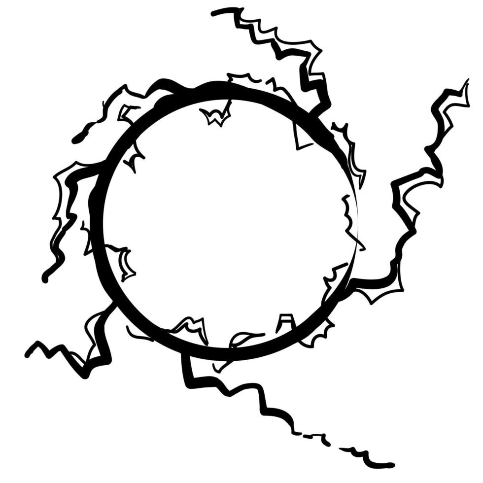 esfera de plasma eléctrica dibujada a mano rodeada de garabato de tormenta de relámpagos de plasma eléctrico vector
