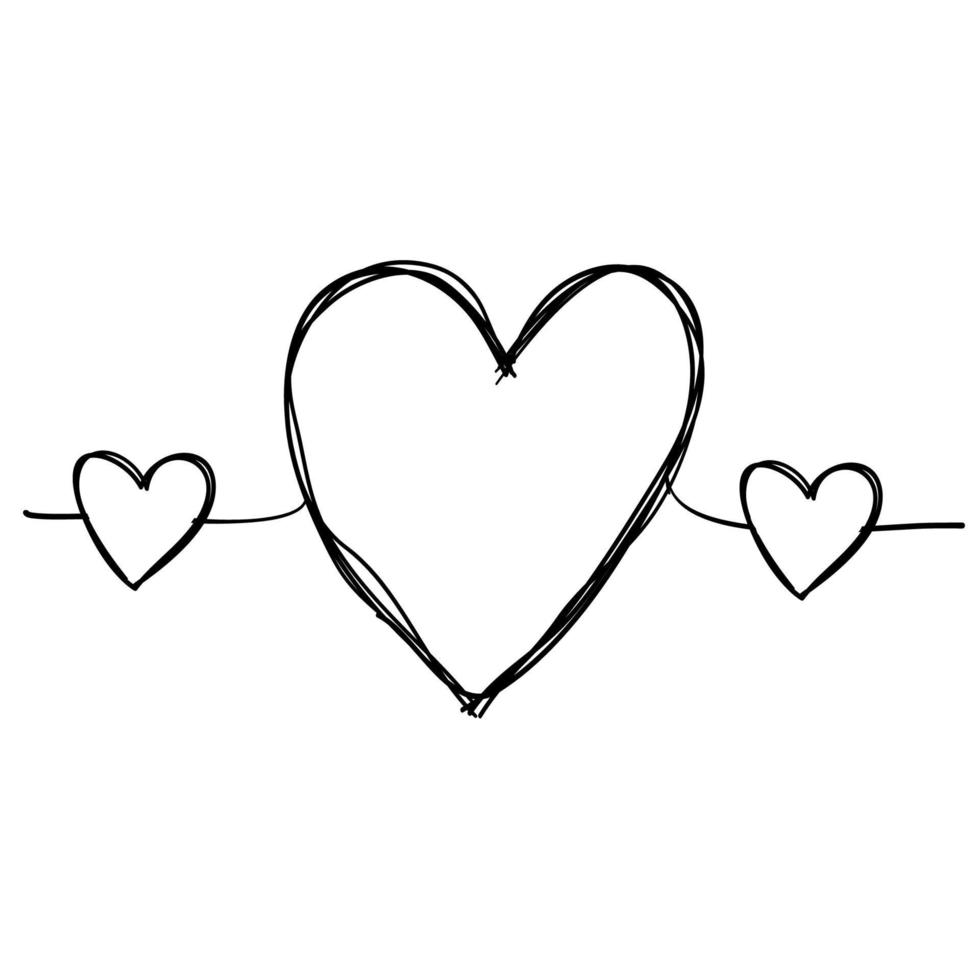 Tangled grunge round scribble hand drawn heart with thin line, divider shape.doodle style vector
