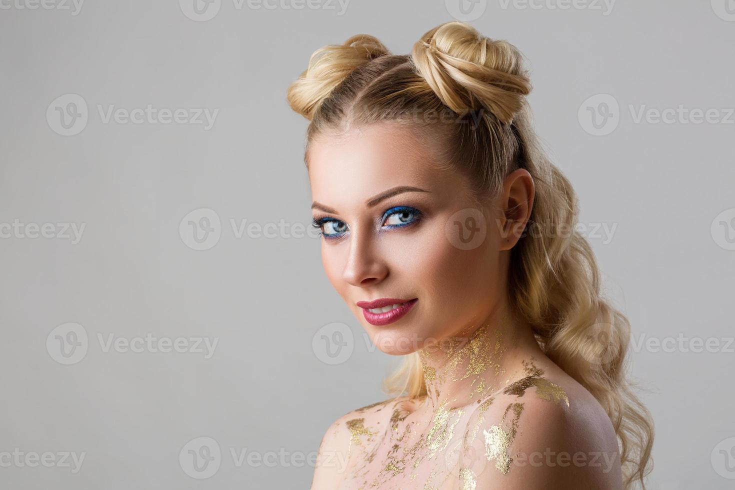 portrait of a beautiful young woman with professional make-up beauty and fashion, cosmetology and Spa photo