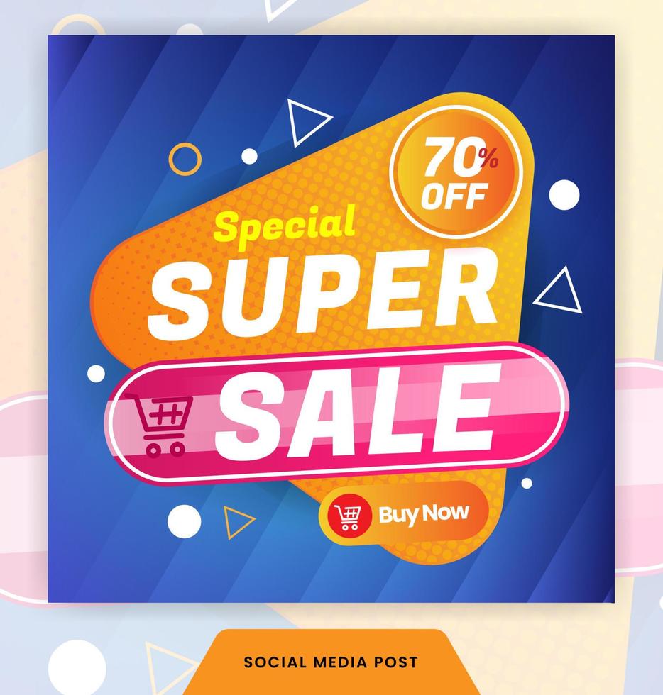 social media post super sale banner template design background with modern concept vector