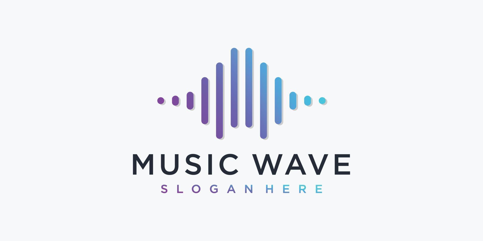 Music wave logo design inspiration, musical, wave, sound, modern, cool, volume, Premium Vector