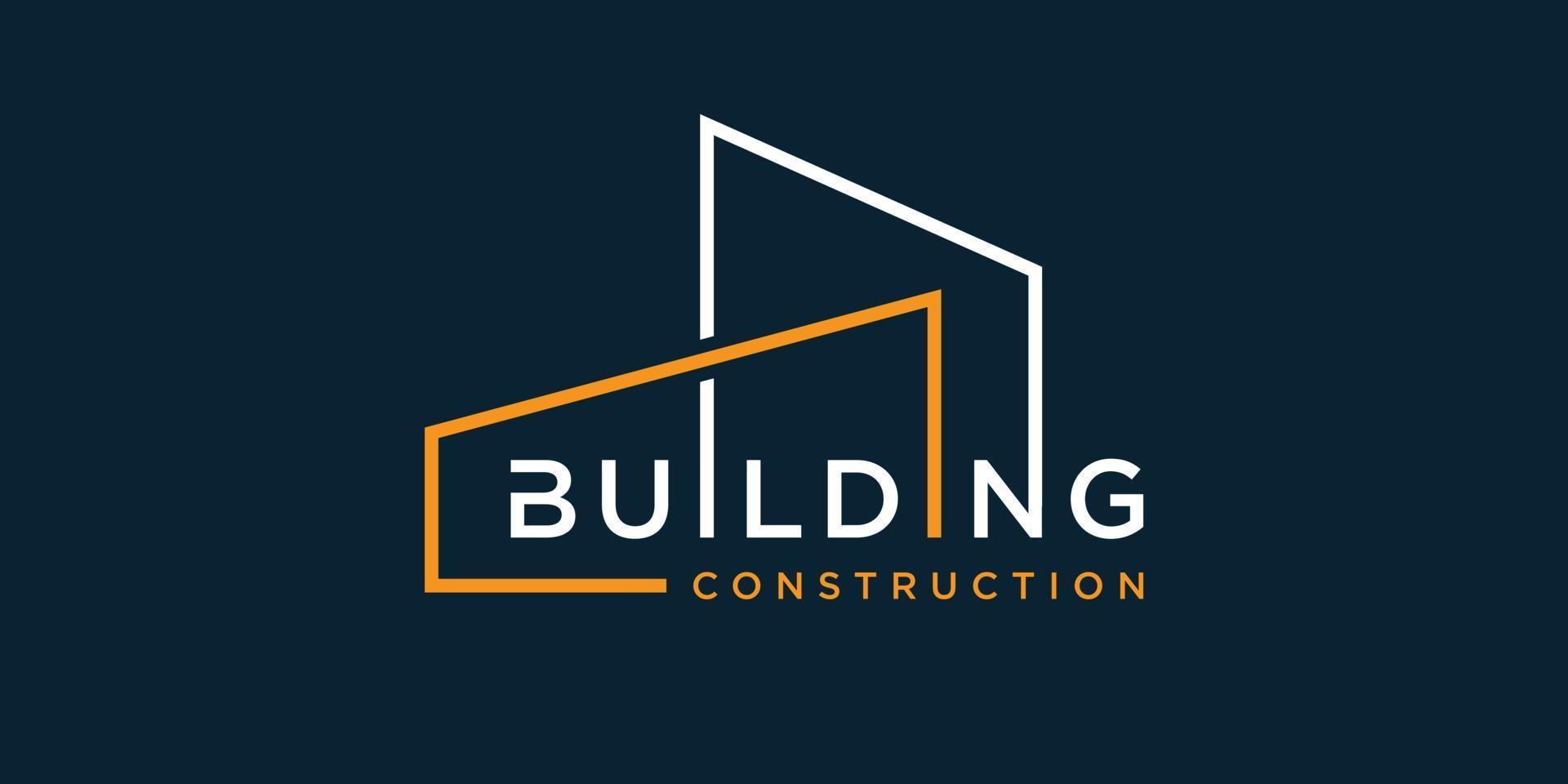 logotipo de construcción para empresa de construcción con concepto de arte de línea moderna, plantilla de diseño, plantilla de logotipo, logotipo, banner, vector premium