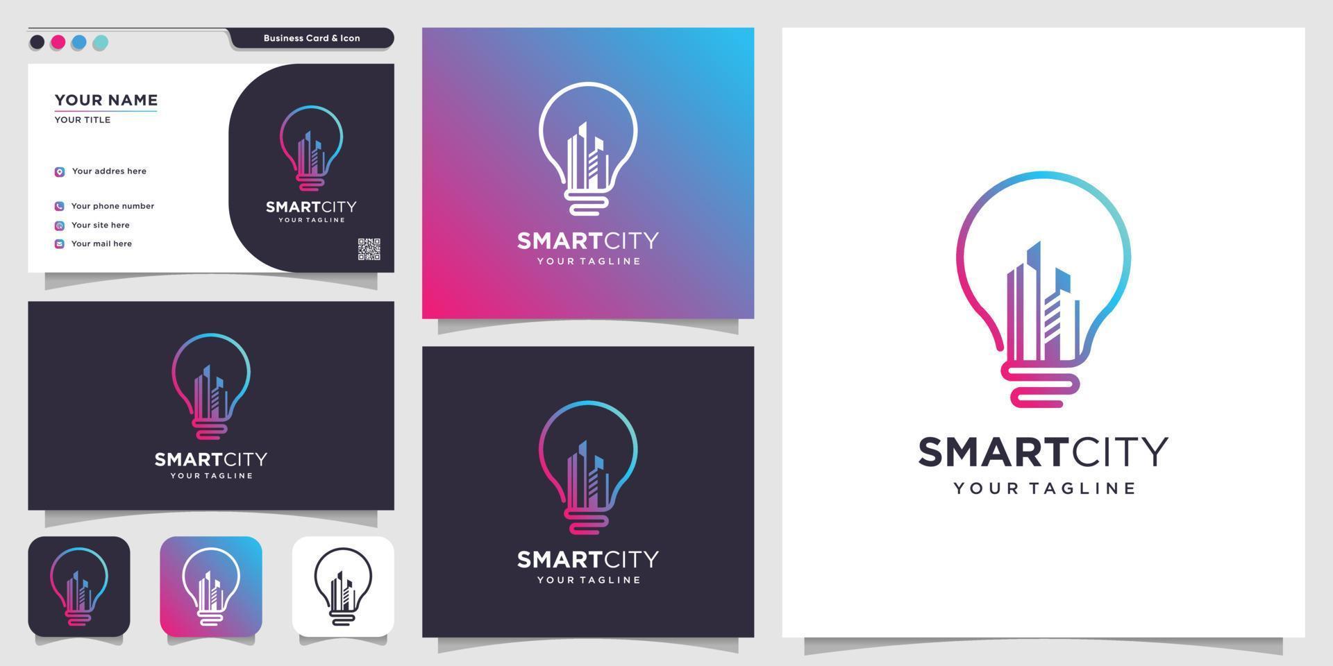 ciudad inteligente con estilo creativo y plantilla de diseño de tarjeta de visita, ciudad, inteligente, creativa, vector premium