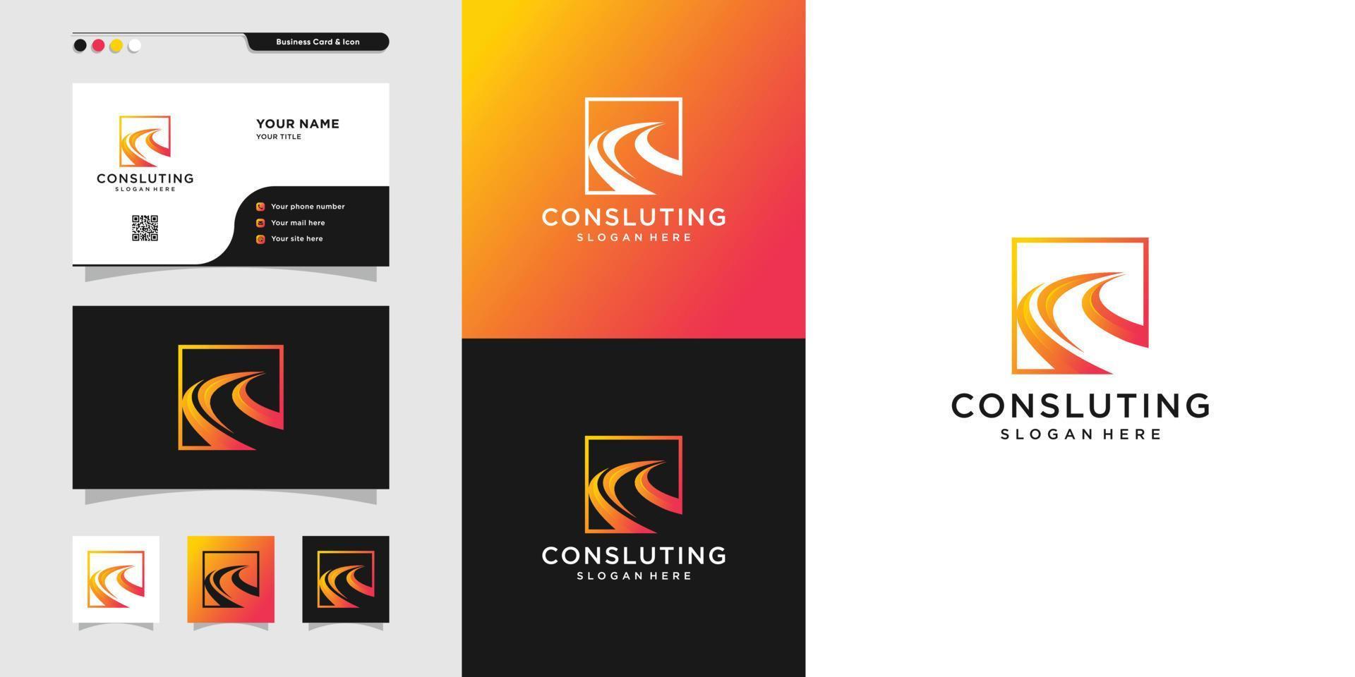 logotipo de consultoría moderno y diseño de tarjeta de visita, solución, consultoría, empresa, finanzas, icono, tarjeta de visita, vector premium