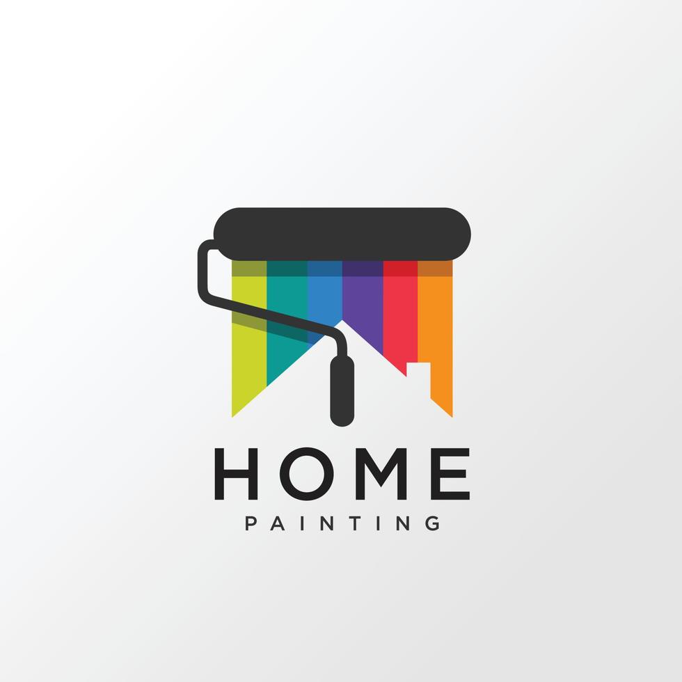 Home painting logo design concept with rainbow color, Premium Vector