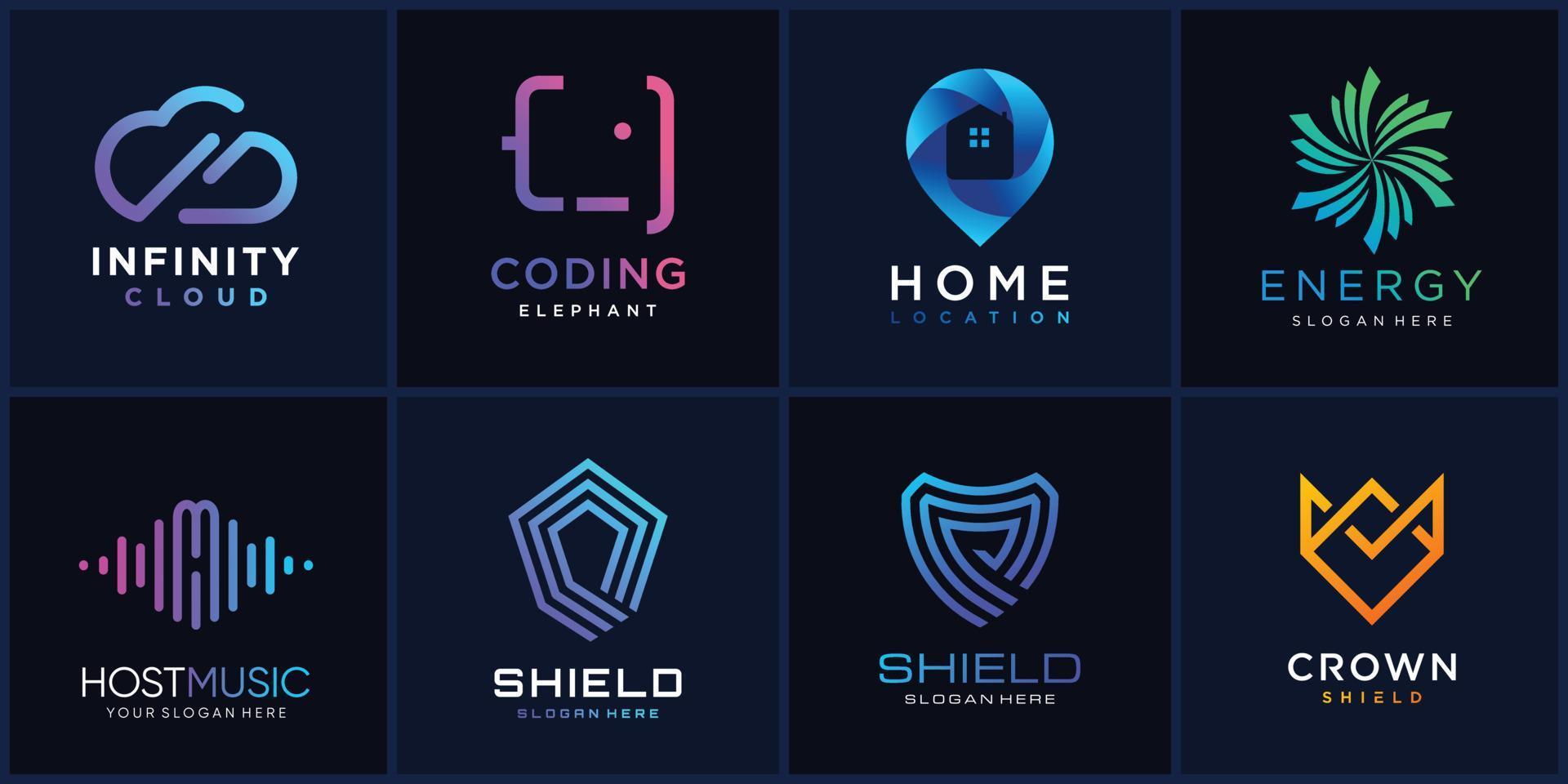 Set of logo collection with modern concept part 1, modern, clean, icon, company, logo template, Premium Vector