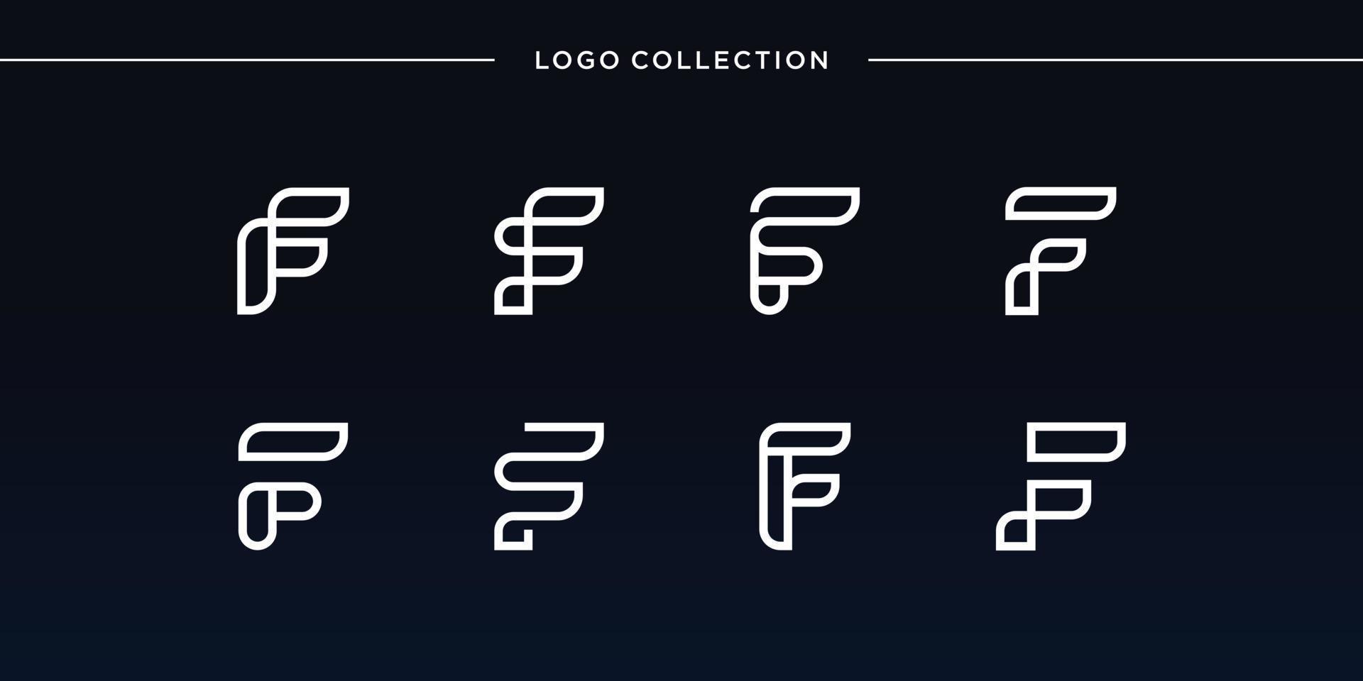 Smooth and modern of letter F logo set, collection, unique, new, modern, letter, line art Premium Vector