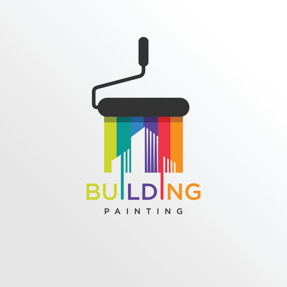estilo de logotipo de pintura de construcción genial, moderno, pintura, pintura, construcción, empresa, negocios, vector premium