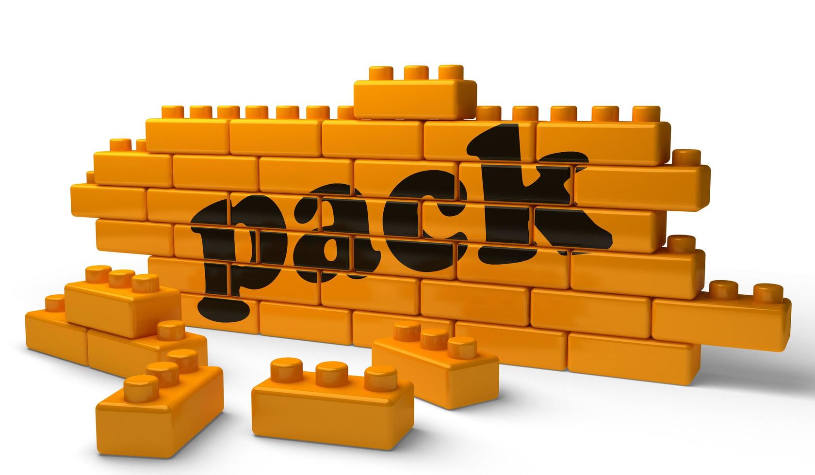 pack word on yellow brick wall photo