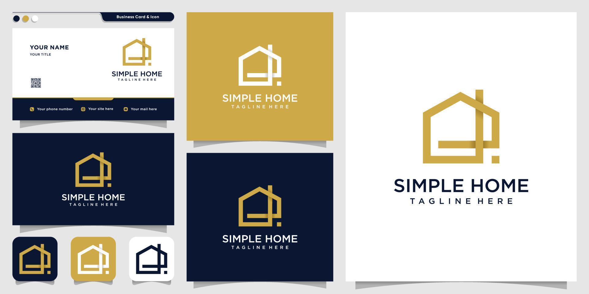 logotipo de casa simple con concepto moderno y plantilla de diseño de tarjeta de visita, casa, finca, edificio, simple, vector premium