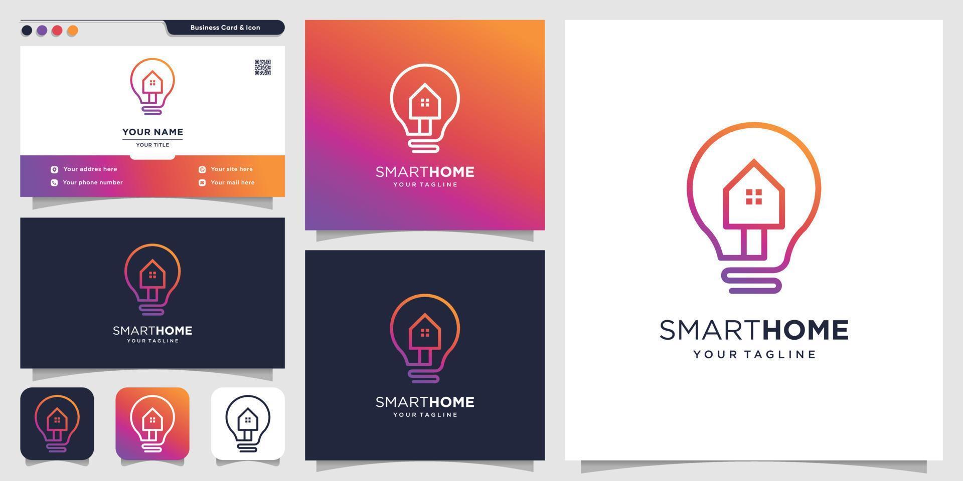 Creative logo for smart home and business card design template, home, smart, creative, Premum Vector