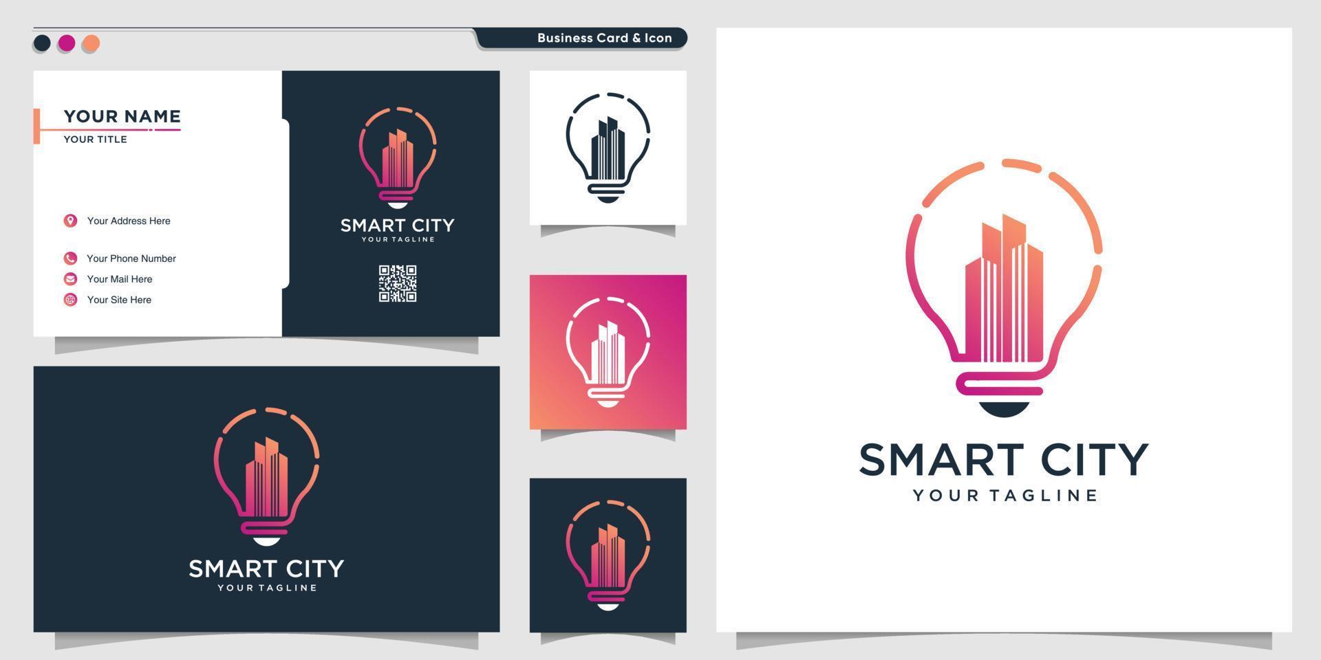 City logo with modern creative symbol style and business card design template, Premium Vector