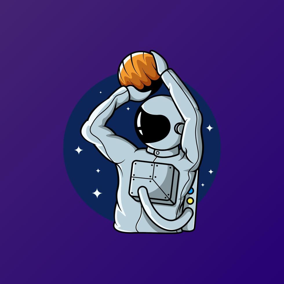 Astronaut playing planet ball vector illustration