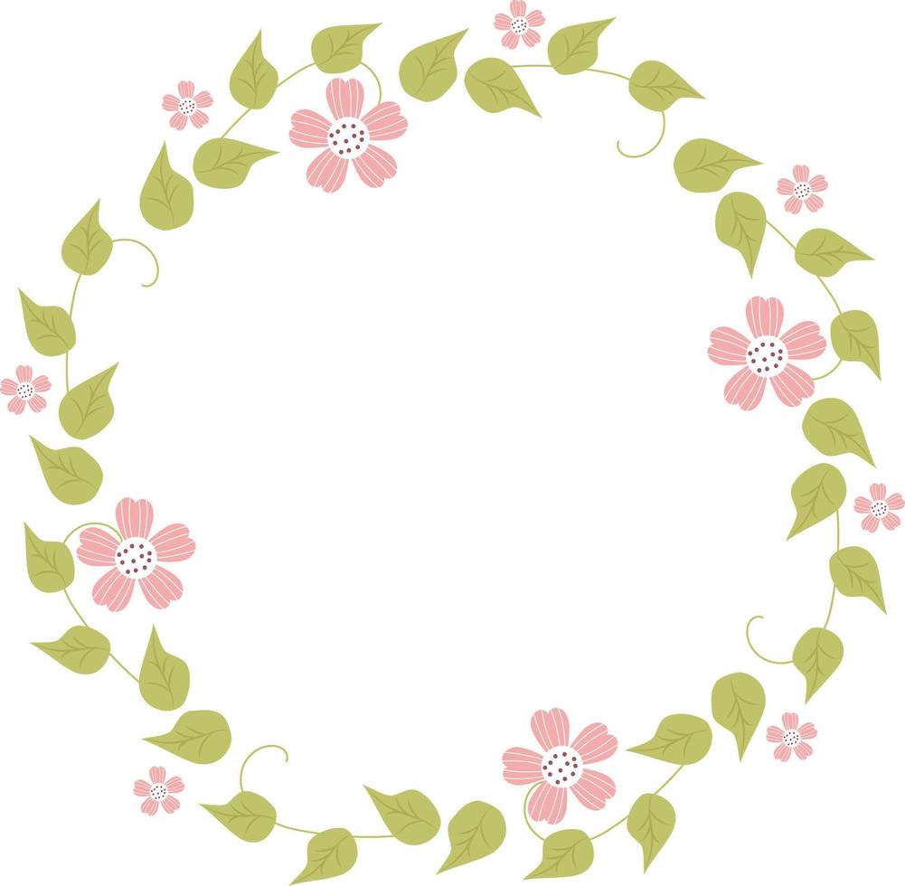 Round floral pattern frame. Vector illustration. Floral botanical frame decor