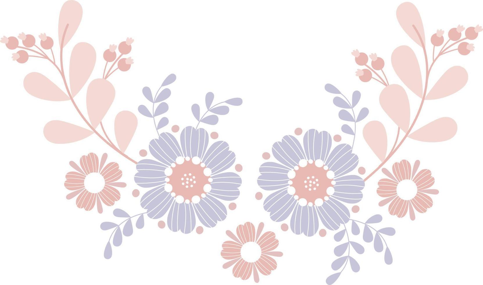 Floral pattern with leaves and berries. Vector illustration