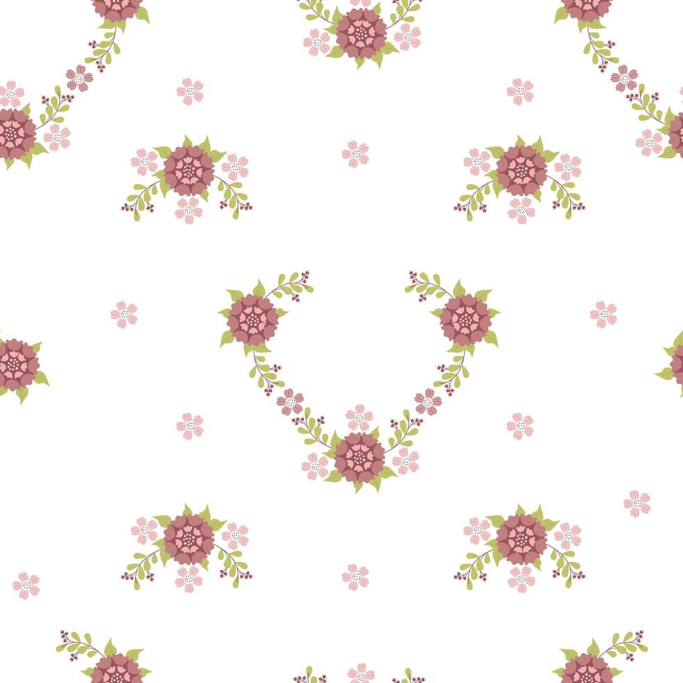 Floral seamless pattern. Decorative flower with branches and leaves on