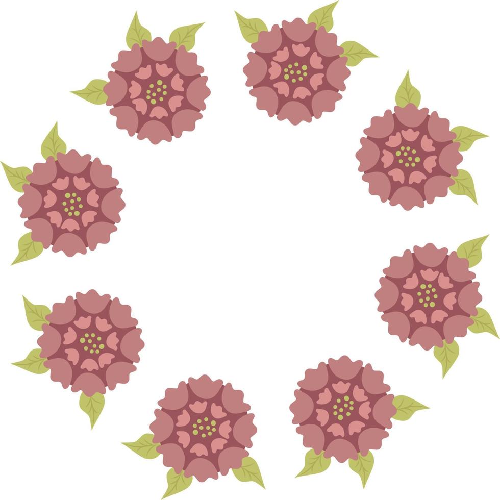 Round floral frame. Vector illustration. Floral botanical frame decor