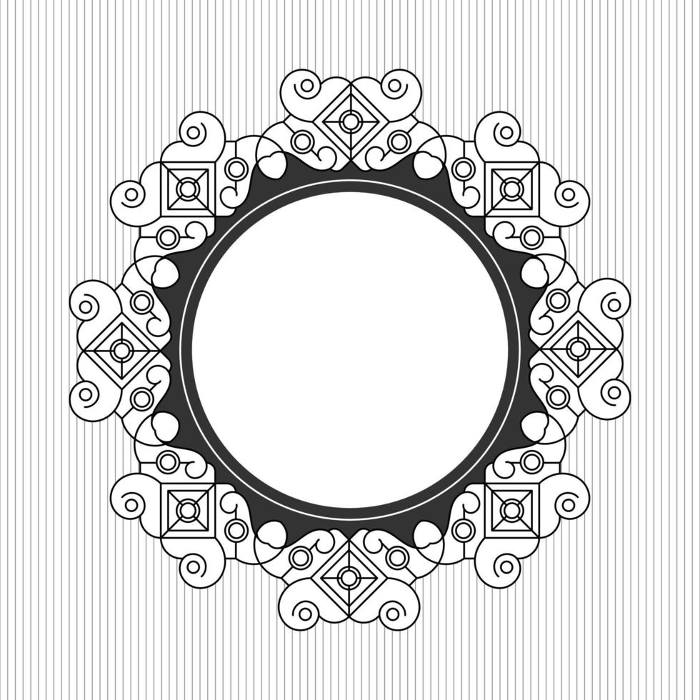 Mandala round frame  engraving or coloring page. vector illustration.