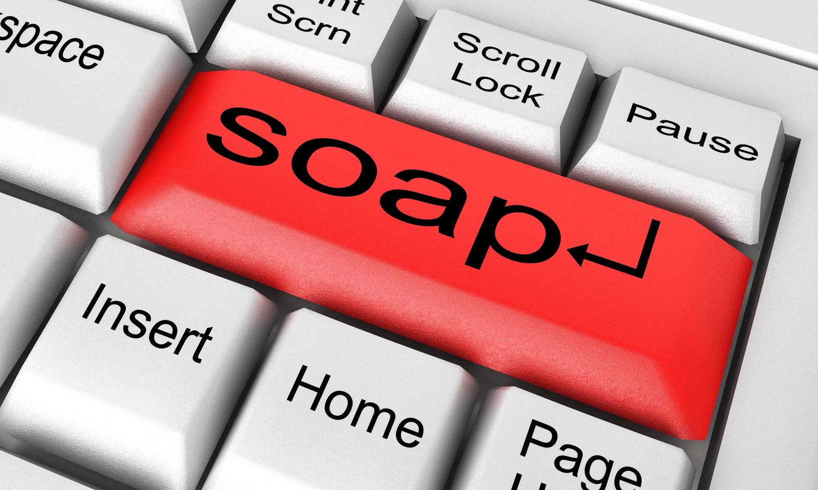 soap word on white keyboard photo