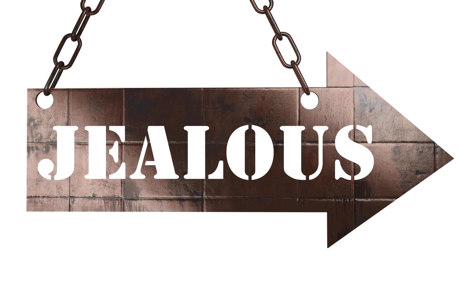 jealous word on metal pointer photo