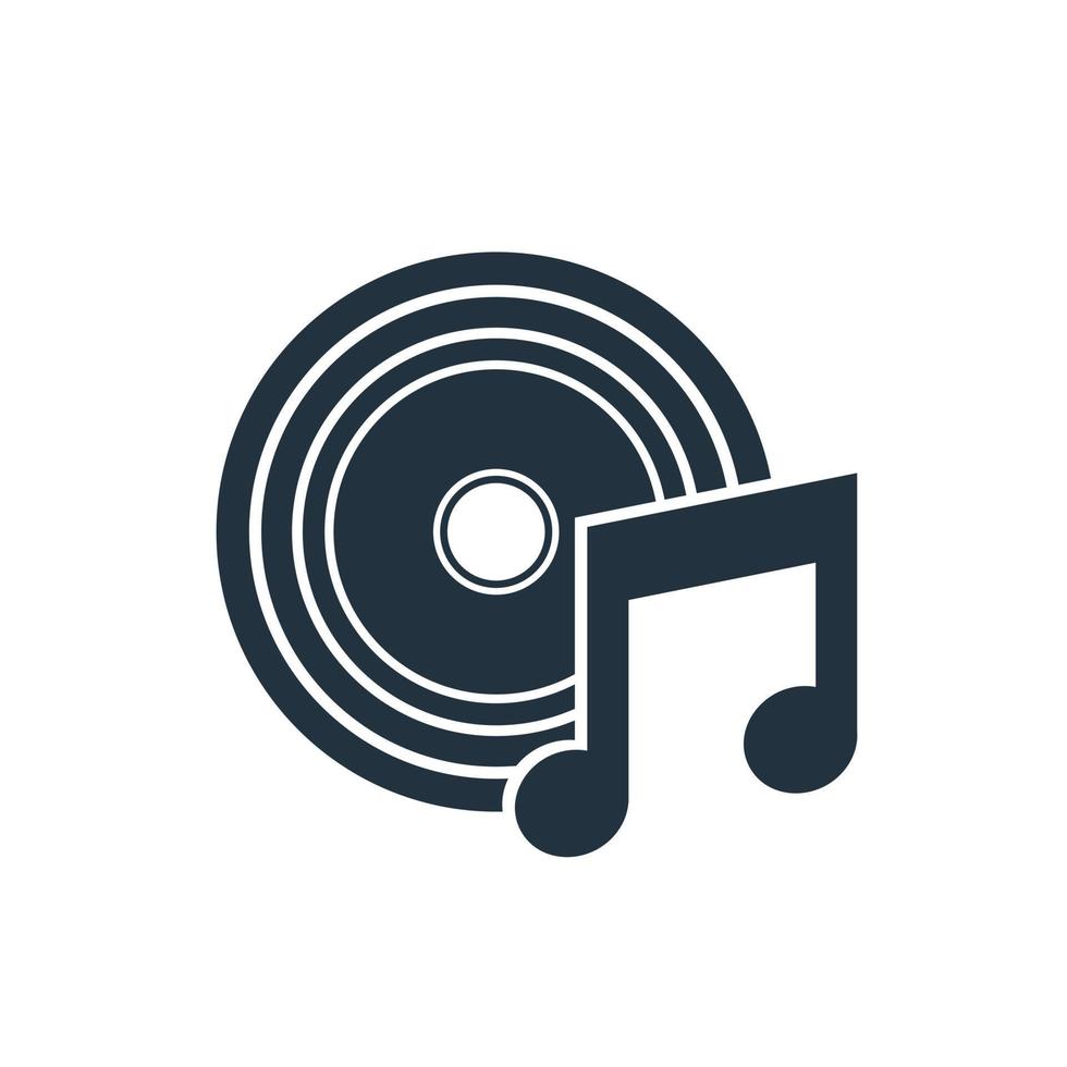 music vector icon. gramophone record symbols and musical notes isolated on a white background.