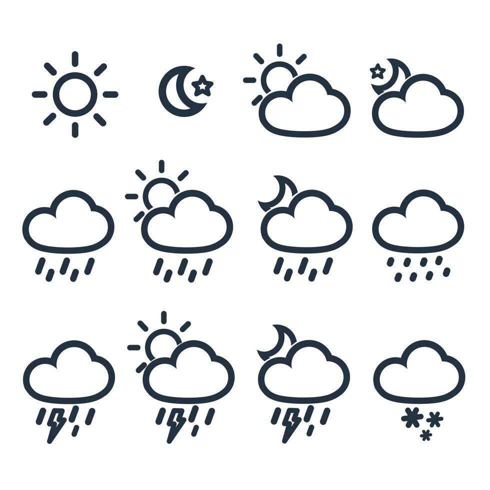 vector de icono de línea meteorológica. símbolo de condición climática aislado en un fondo blanco.