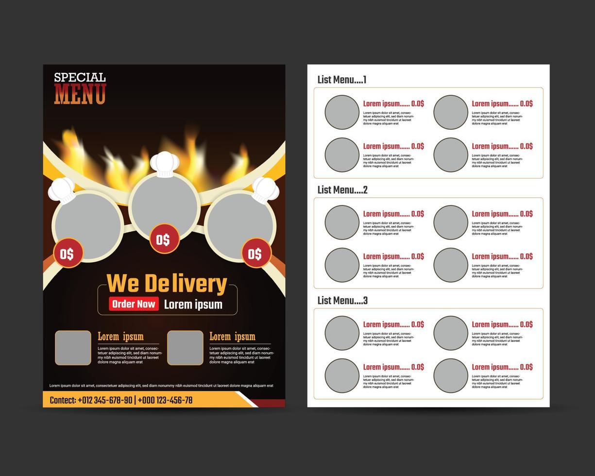 Food flyer  brown and black template vector