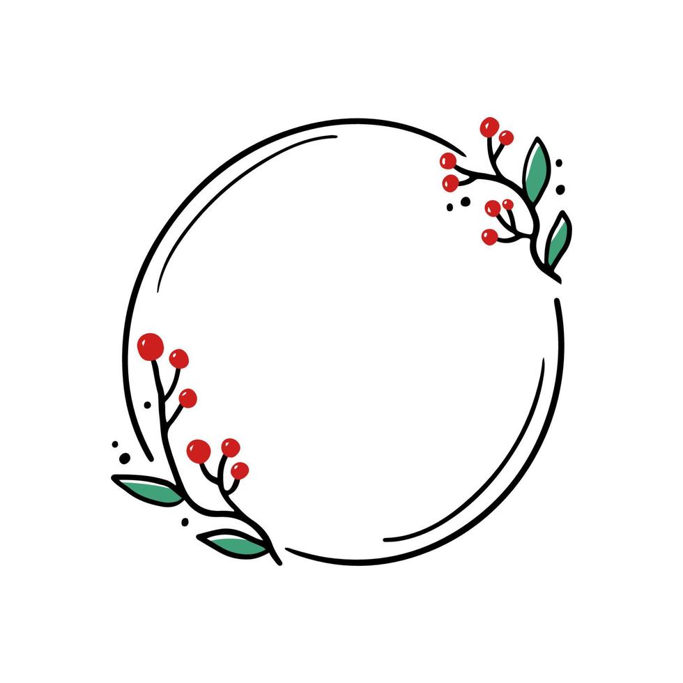 marco floral de navidad con forma de círculo vector
