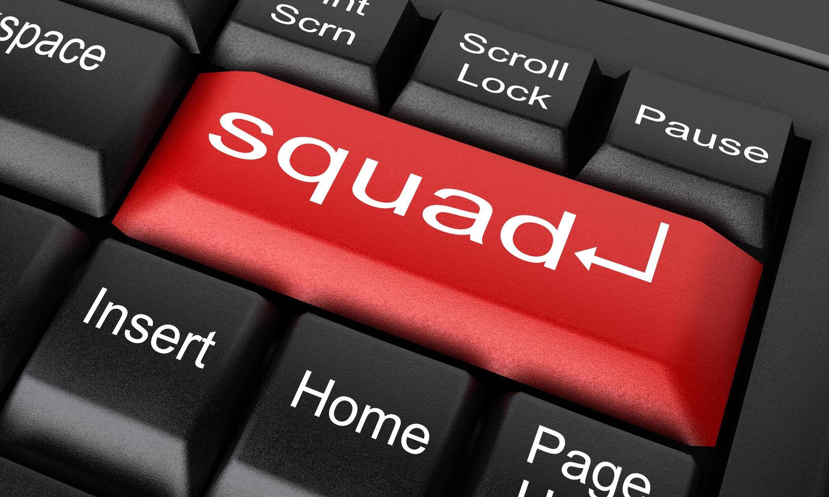 squad word on red keyboard button photo