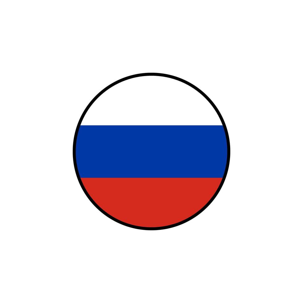 ilustración de vector de diseño de bandera de rusia redonda.