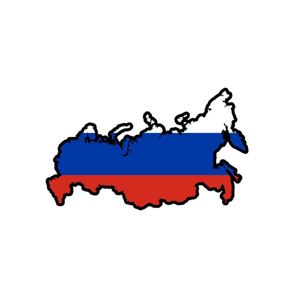 russia map flag design vector isolated on white background