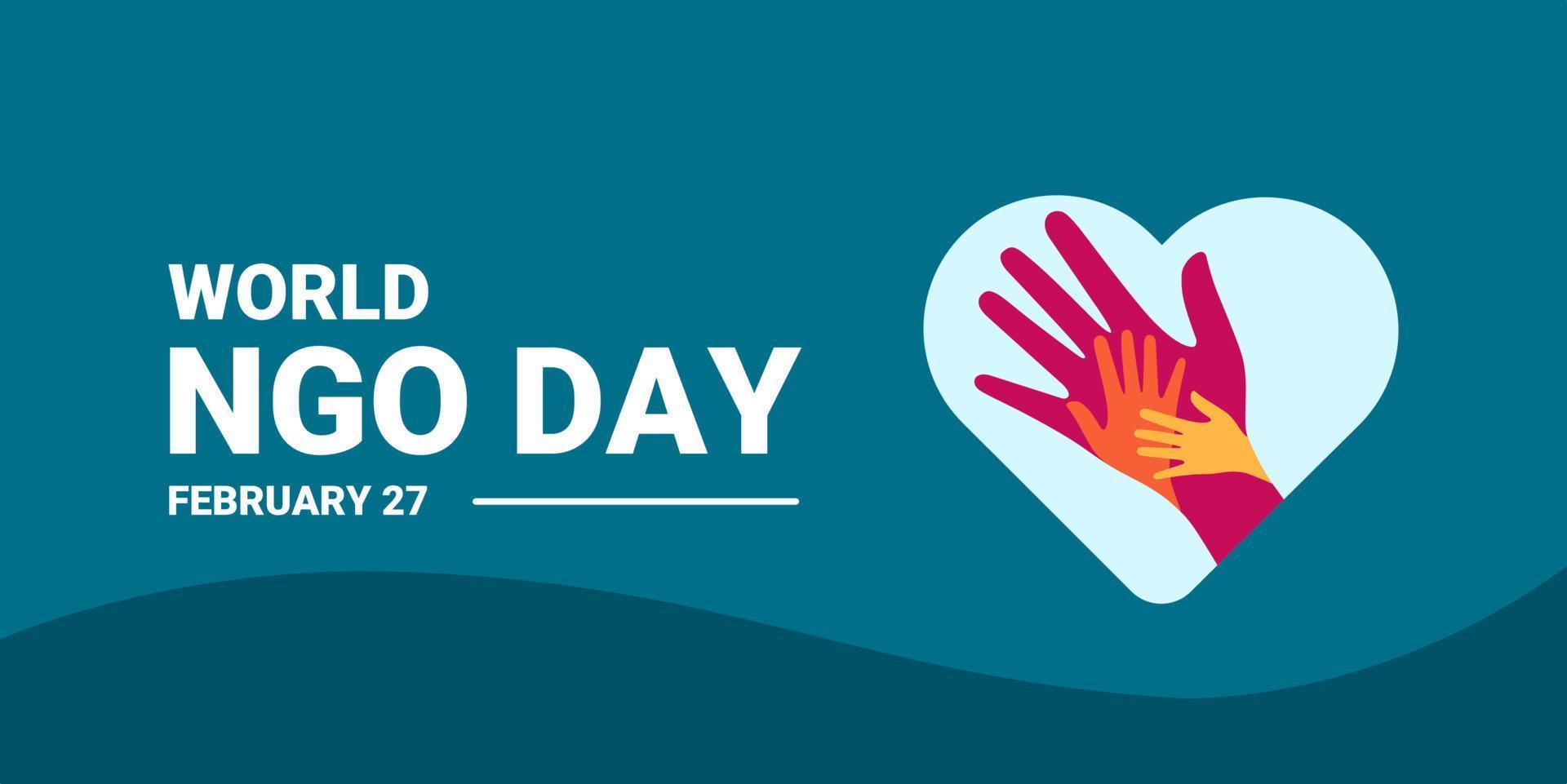 Banner design for World NGO Day. Celebration on February 27th. vector illustration.