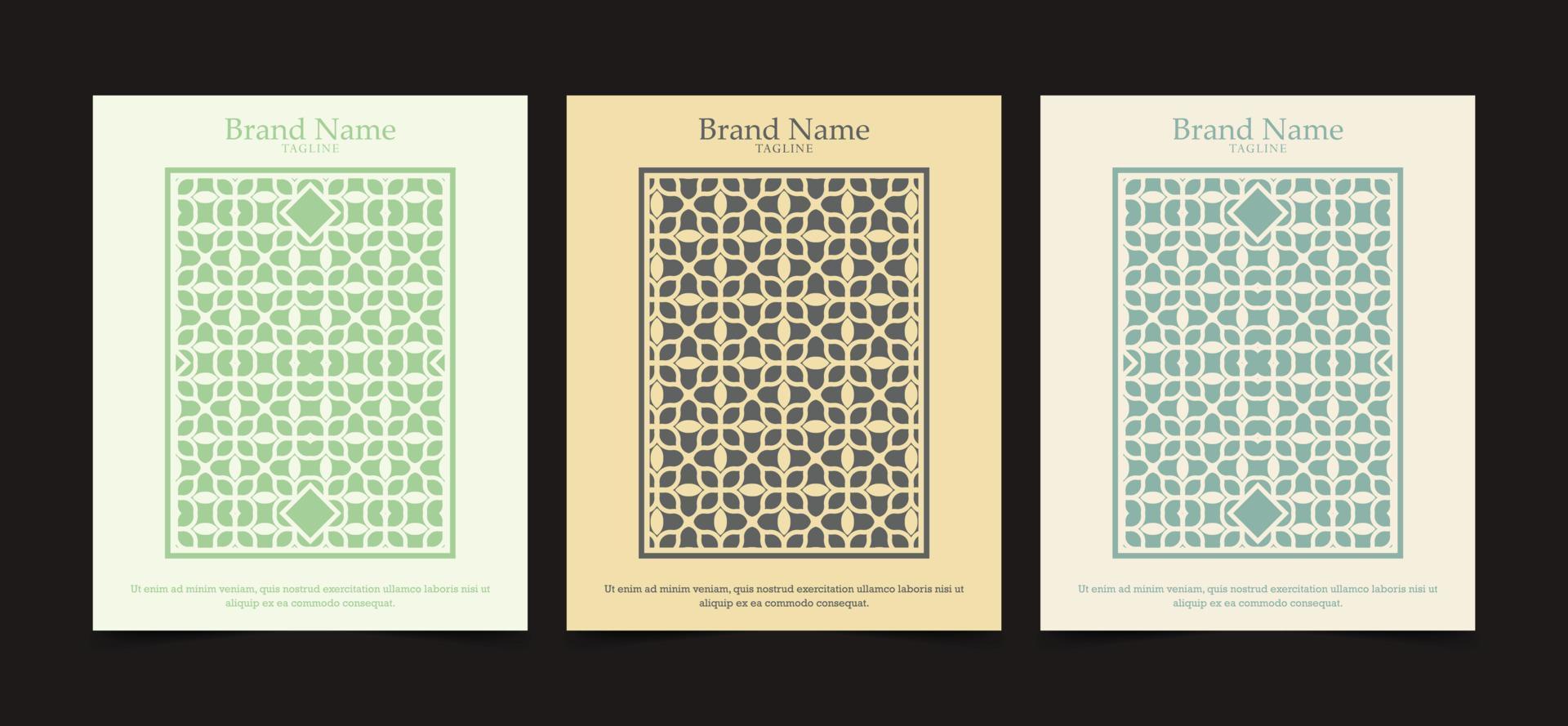 intage geometric pattern cover set vector