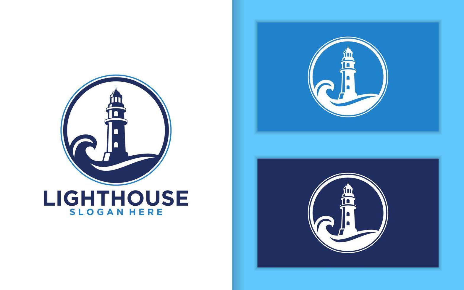 Lighthouse, Beacon logo icon. Vector Illustration. Modern linear simple logotype template. Lighthouses and ocean waves.