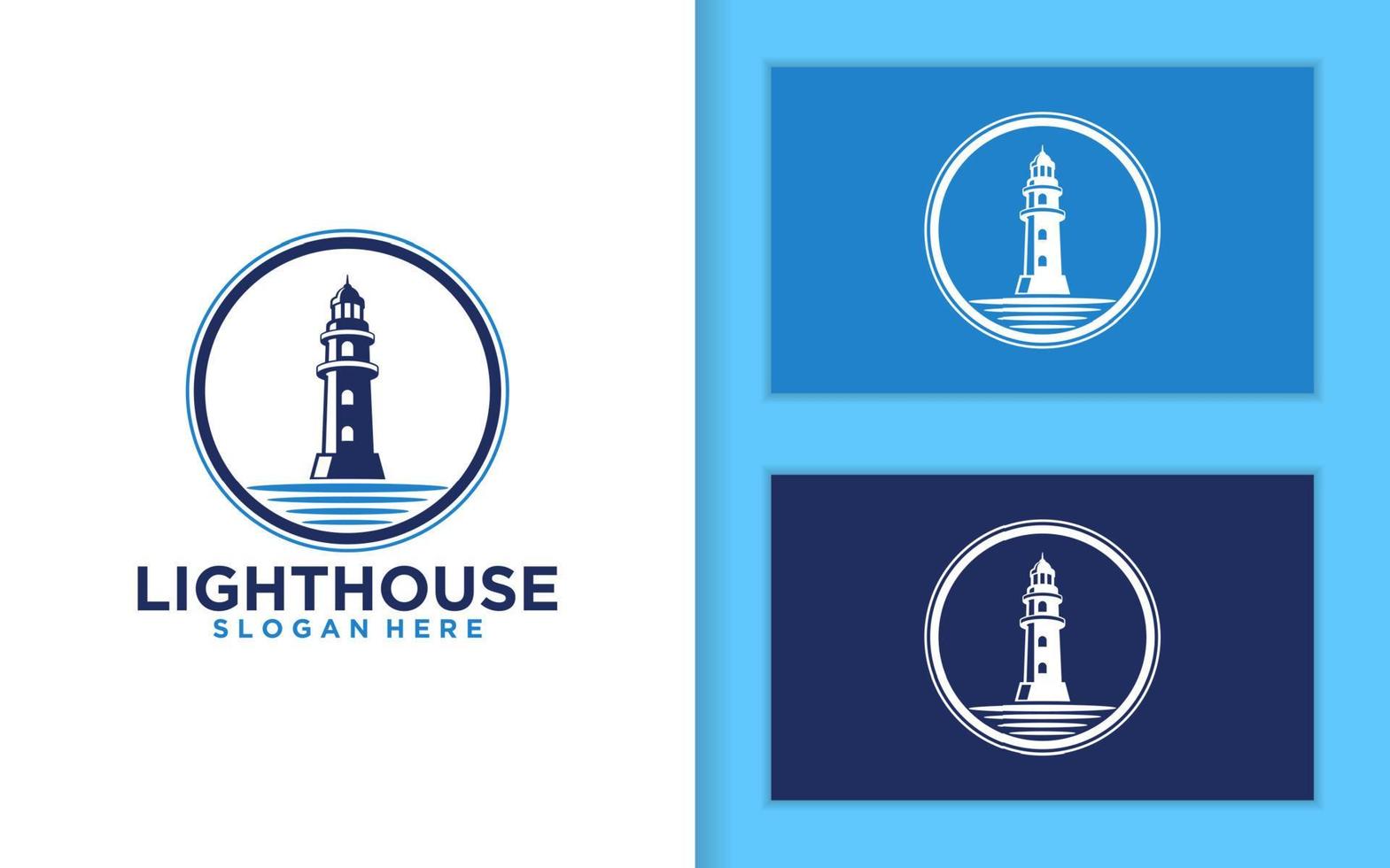 Lighthouse, Beacon logo icon. Vector Illustration. Modern linear simple logotype template. Lighthouses and ocean waves.