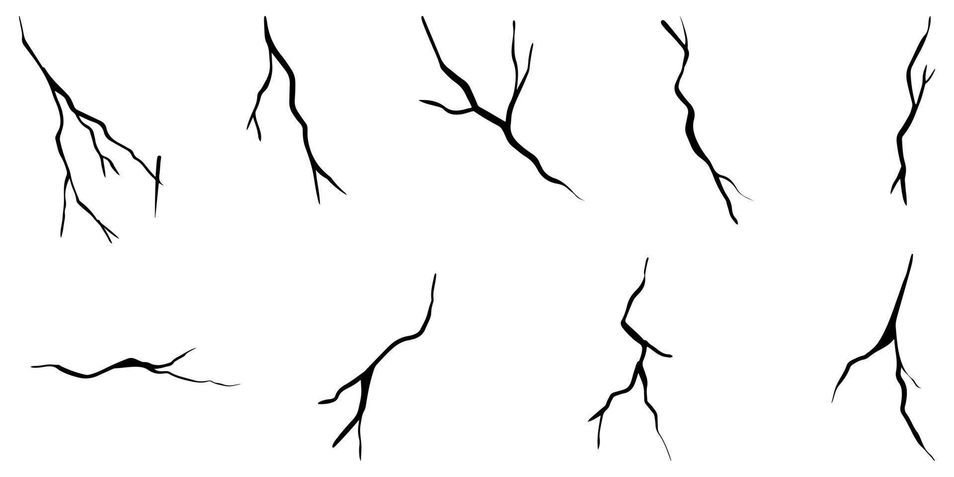 Set of hand drawn cracks Isolated on white background. vector illustration