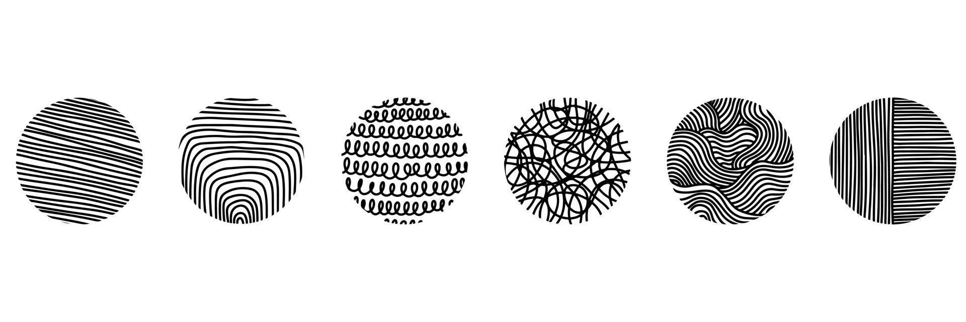 Hand drawn doodle shapes. round Abstract black Backgrounds or Patterns. vector illustration.