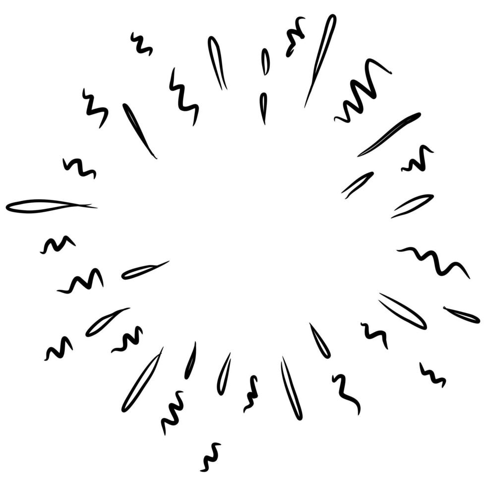 Starburst, sunburst  hand drawn. Design Element Fireworks Black Rays. Comic explosion effect. Radiating, radial lines. vector