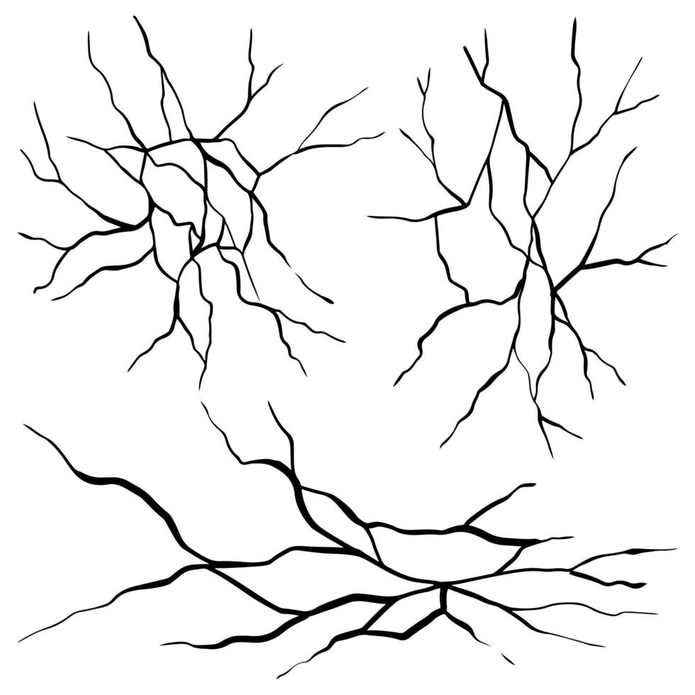 Set of hand drawn cracks Isolated on white background. vector illustration